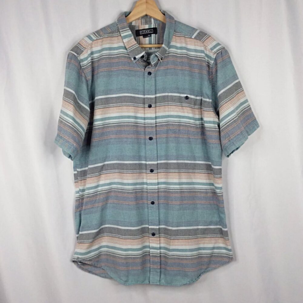 Ezekiel‎ Shirt Mens Size XXL 2XL Striped Short Sleeve Button Down Skater 90s